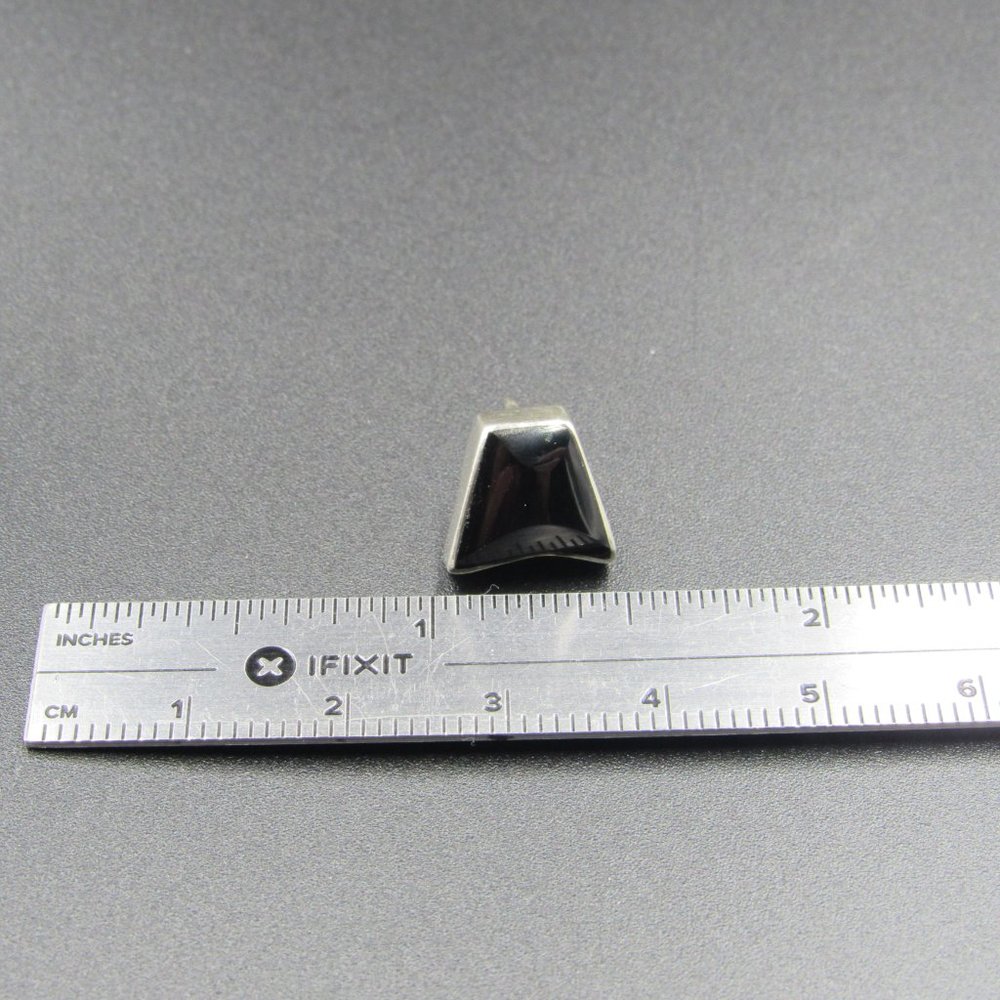 Sterling Silver Odd Shape Black Material Earrings - image 6